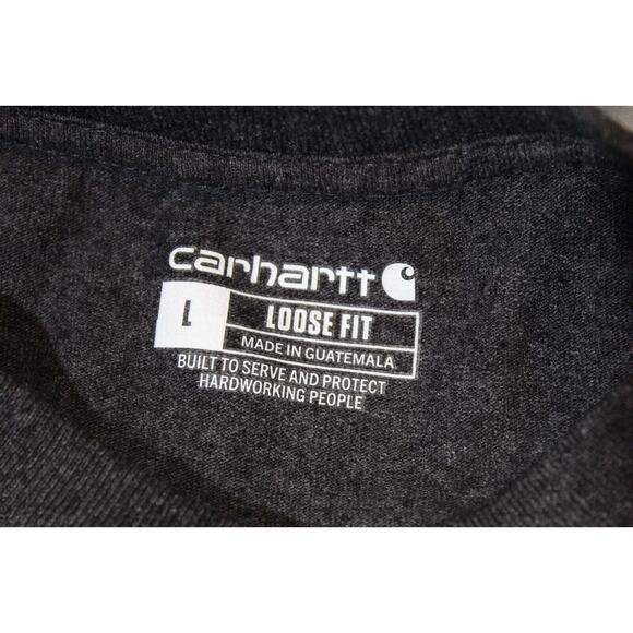 Carhartt Loose Fit Dark Gray Heavyweight Pocket Tee Long Sleeve Men's (L) Logo - Picture 5 of 13